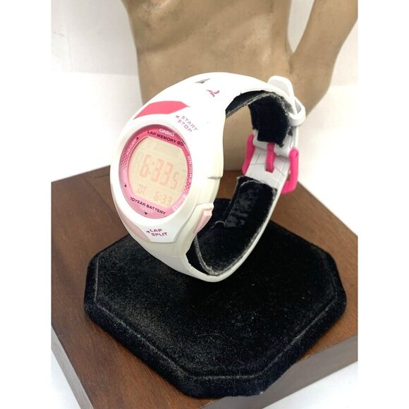 Casio Women's Watch STR300 Runner Lap Counter White Pink Resin Digital 2575 35mm - Picture 14 of 14